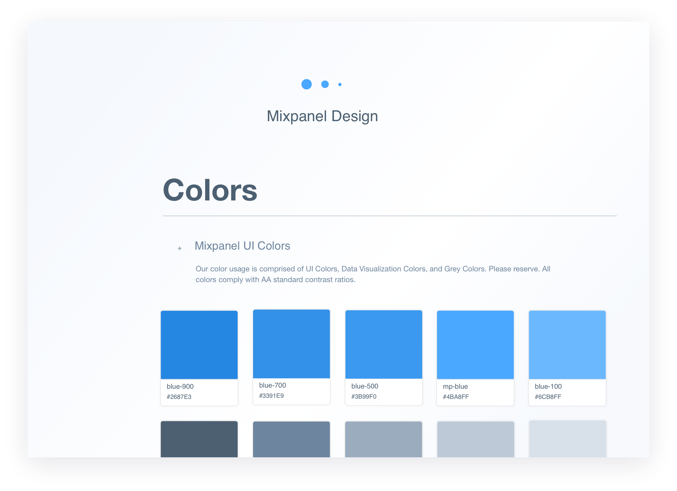 The final UI design for the first version of the Mixpanel Design System.